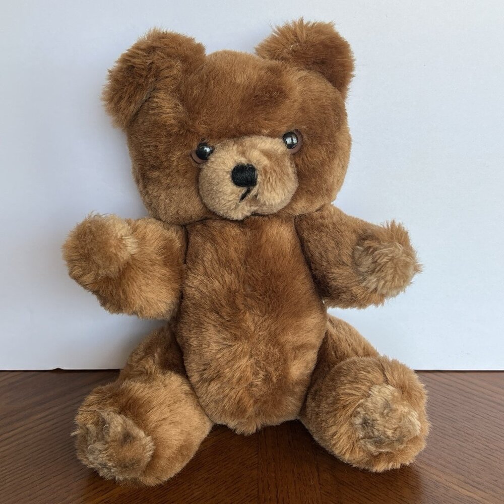 Gund 1978 Brown Jointed Bear Plush Stuffed Animal Made Korea Vintage 12"